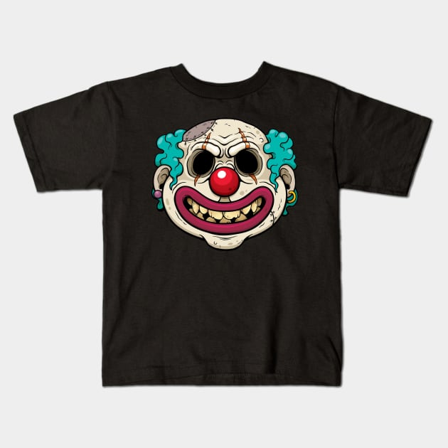 Scary Clown - Zombie Halloween Cartoon Art Kids T-Shirt by bigbikersclub